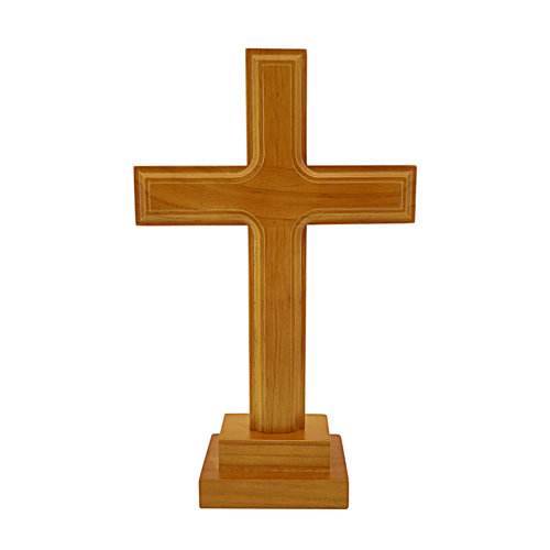 Fleur De Lis Living Mcnelly Tabletop Rubber Wood Cross Standing Cross